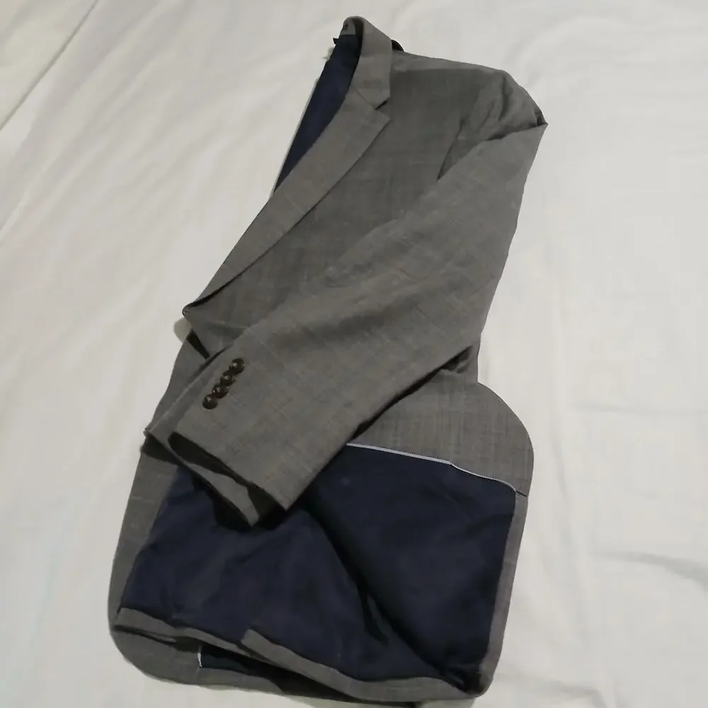 Jos.A.Bank Brrr Comfort blazer 48L Slate Grey Wool Tailored-Fit Plaid Classic